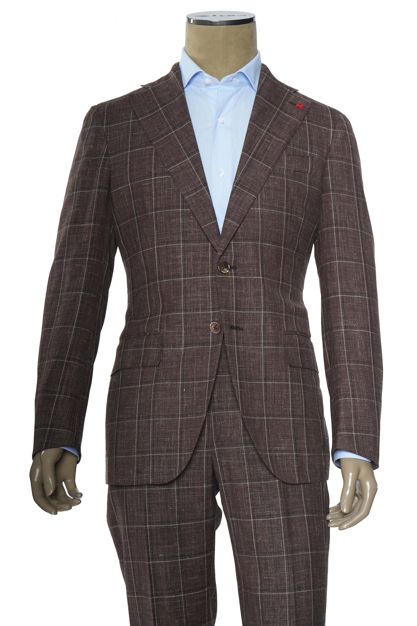 Isaia Double Windowpane Wool-Silk-Linen Suit