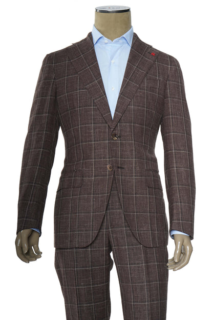Isaia Double Windowpane Wool-Silk-Linen Suit