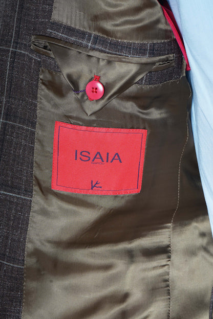 Isaia Double Windowpane Wool-Silk-Linen Suit
